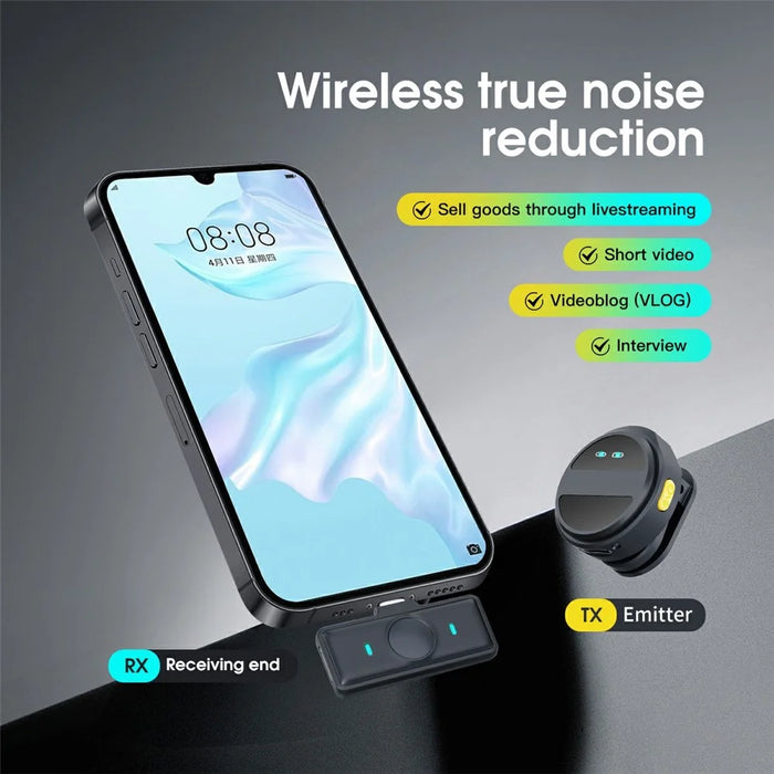 SX21 Wireless Lavalier Microphone for iPhone (2 Microphones+1 Receiver) 2.4G Smart Noise Reduction - 3