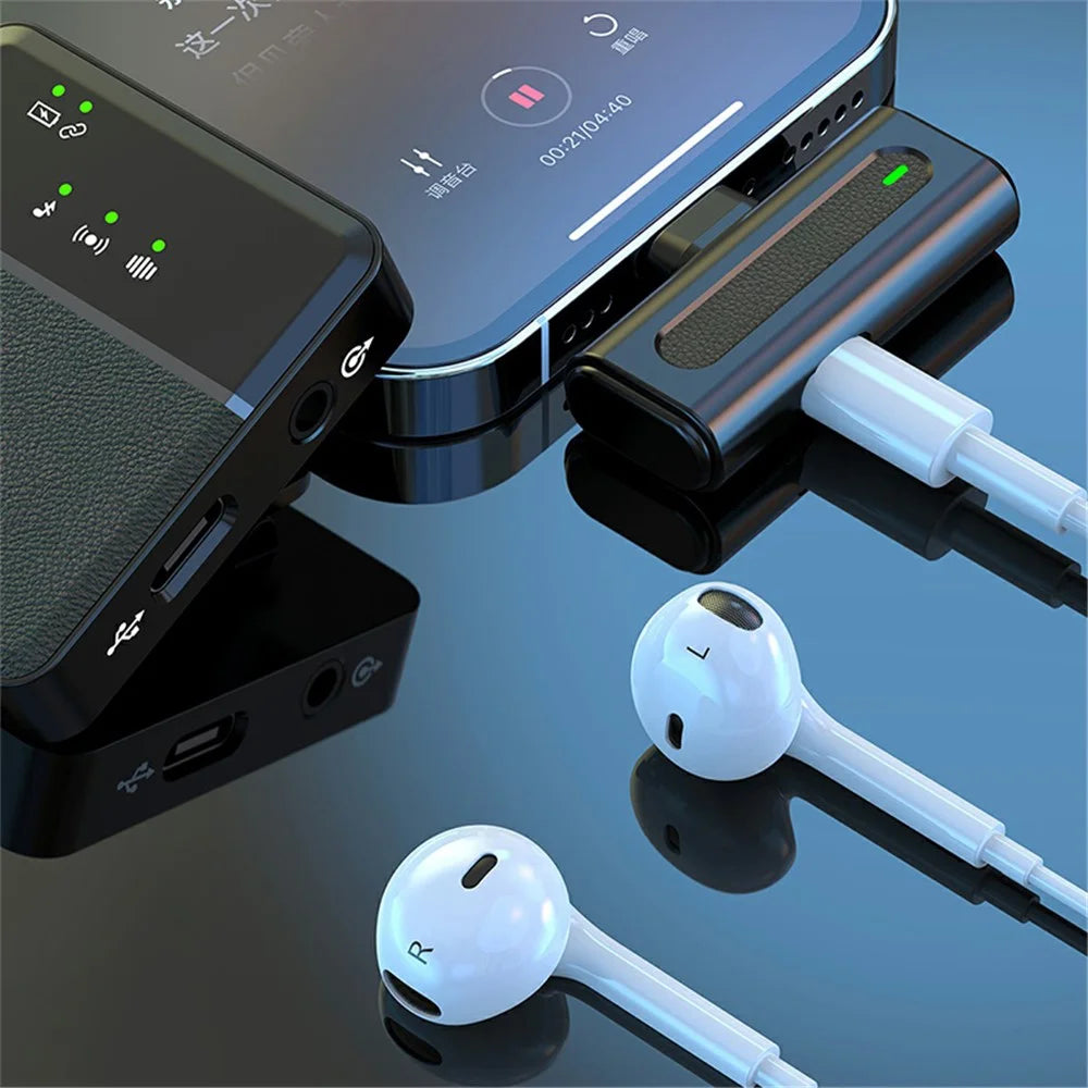 SX8 Wireless Lavalier Lapel Microphone for iPhone (1 Microphones+1 Receiver) Outdoor Interview Devices - 2