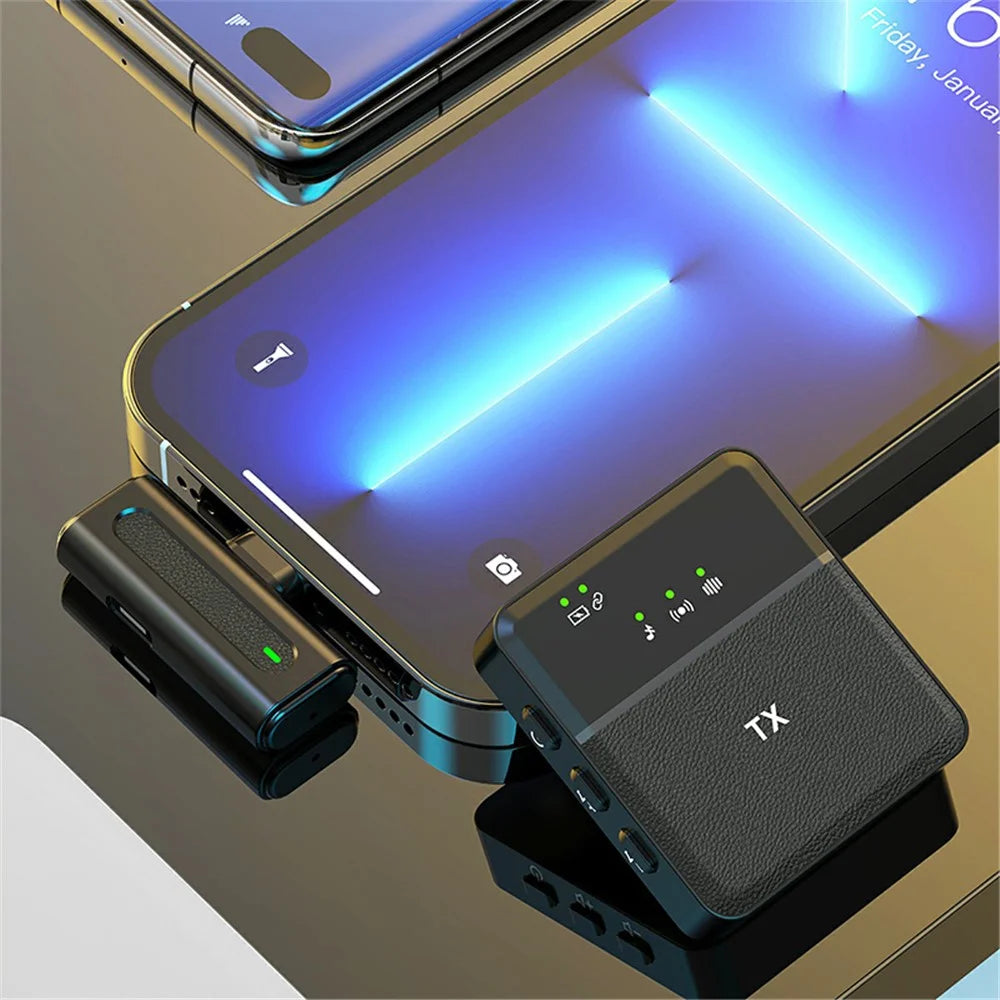 SX8 Wireless Lavalier Lapel Microphone for iPhone (1 Microphones+1 Receiver) Outdoor Interview Devices - 4