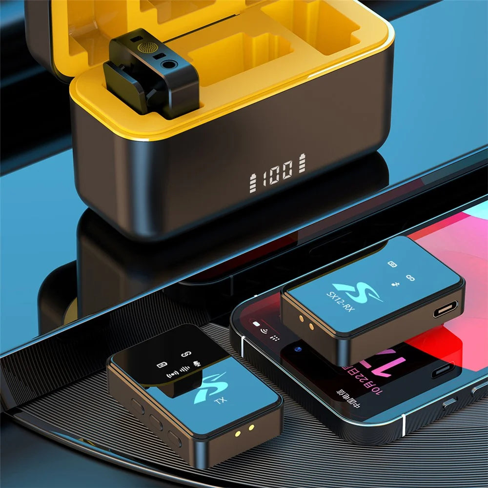 SX12 Wireless Lavalier Clip-On Microphone (1 Receiver+2 Microphones+1 Charging Bin) - 3