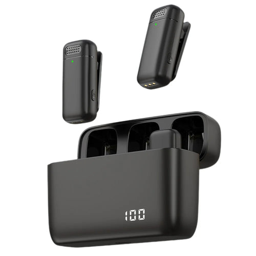 K13 Wireless Clip Mic Wireless Lavalier Microphone (2 Microphone+1 Receiver) with Charging Station - 1