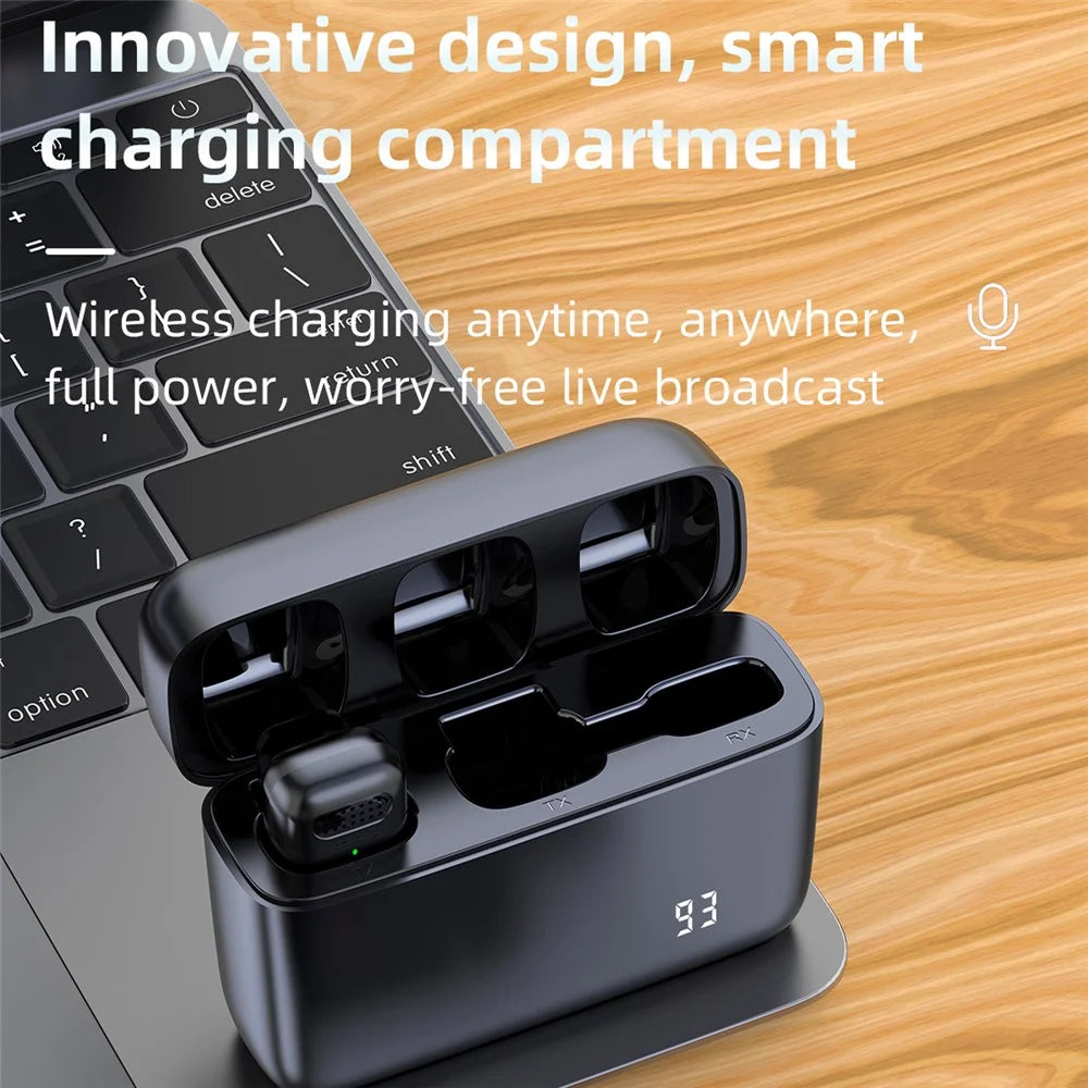 K13 Wireless Clip Mic Wireless Lavalier Microphone (2 Microphone+1 Receiver) with Charging Station - 3