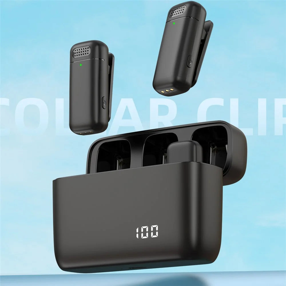 K13 Wireless Clip Mic Wireless Lavalier Microphone (2 Microphone+1 Receiver) with Charging Station - 4