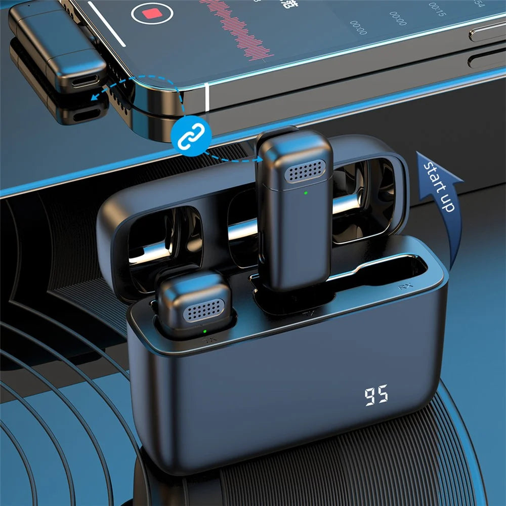 K13 Wireless Clip Mic Wireless Lavalier Microphone (2 Microphone+1 Receiver) with Charging Station - 5