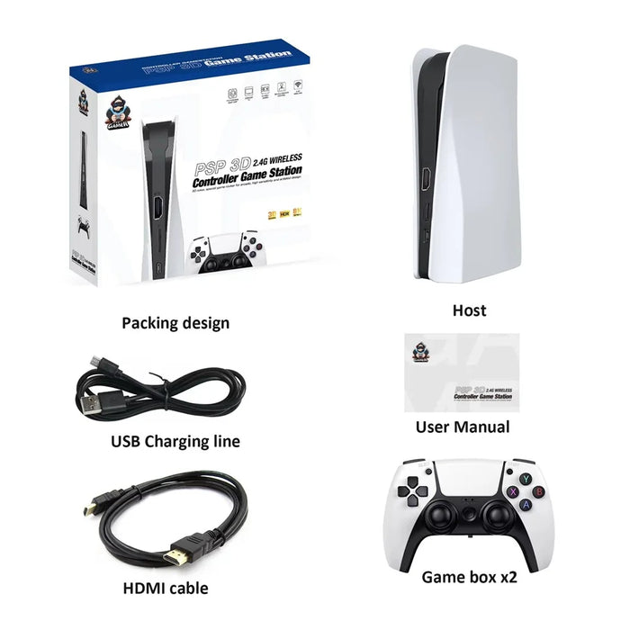Q10 2.4G Wireless HD Video Game Console 128G Plug and Play Game Station with 2 Gamepads for PSP - 6