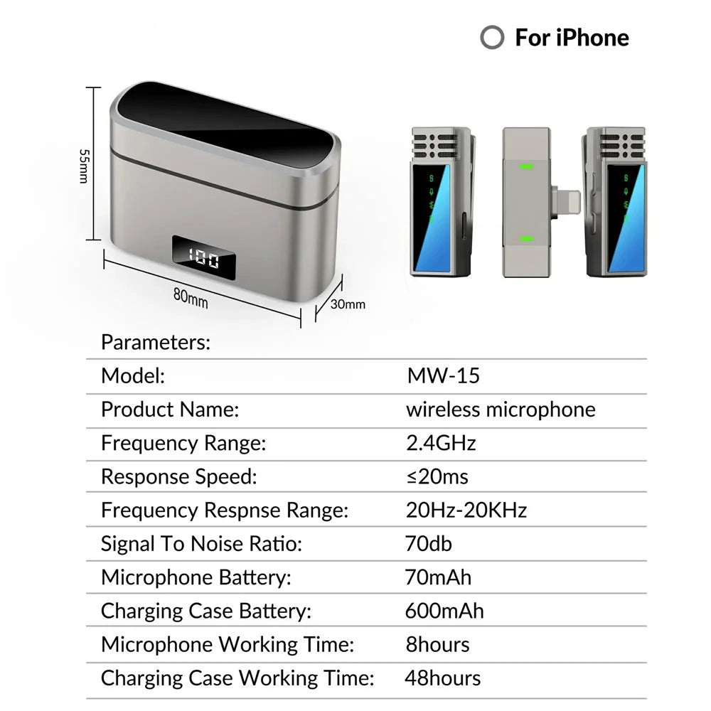 JMARY MW-15 For iPhone / iPad 2.4G Wireless Lavalier Microphone Live Streaming Mic, 2 Transmitter + 1 8-Pin Receiver - 7