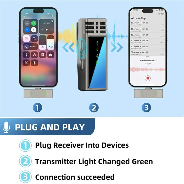 JMARY MW-15 Live Broadcast 2.4G Wireless Lavalier Microphone, 2 Transmitter + 1 Type-C Receiver - 5