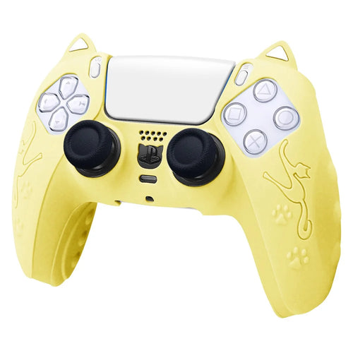 For Sony Playstation 5 Game Console Skin Cover Anti-Slip Silicone Case - Yellow - 1