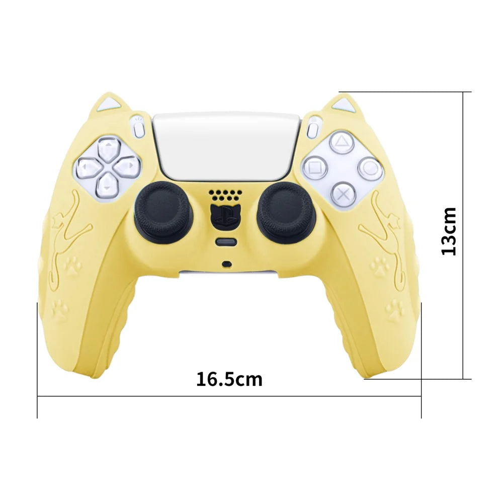For Sony Playstation 5 Game Console Skin Cover Anti-Slip Silicone Case - Yellow - 7