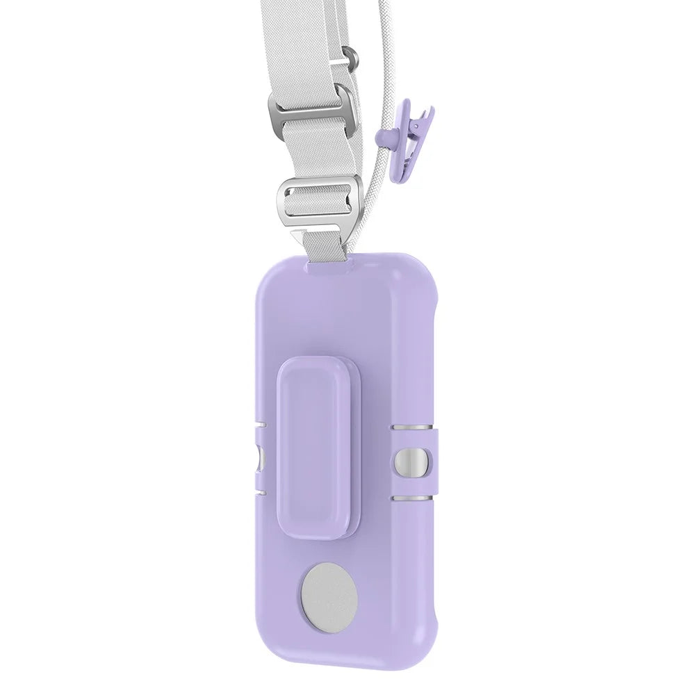 CP17 For Apple Vision Pro Battery Cover Power Bank Protective Case with Back Clip and Crossbody Strap - Purple - 1