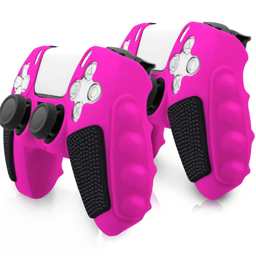 For Sony PlayStation 5 Controller Silicone Case Color Matching Protective Cover (Without Joy-Pad Caps) - Rose - 1