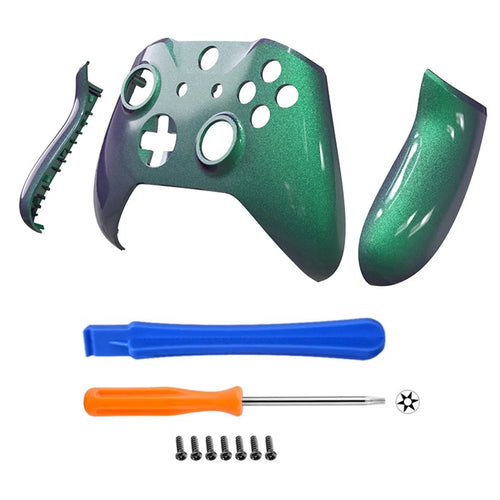DATA FROG For Xbox One S / X Game Controller ABS Case DIY Modification Cover - Purple+Green - 1