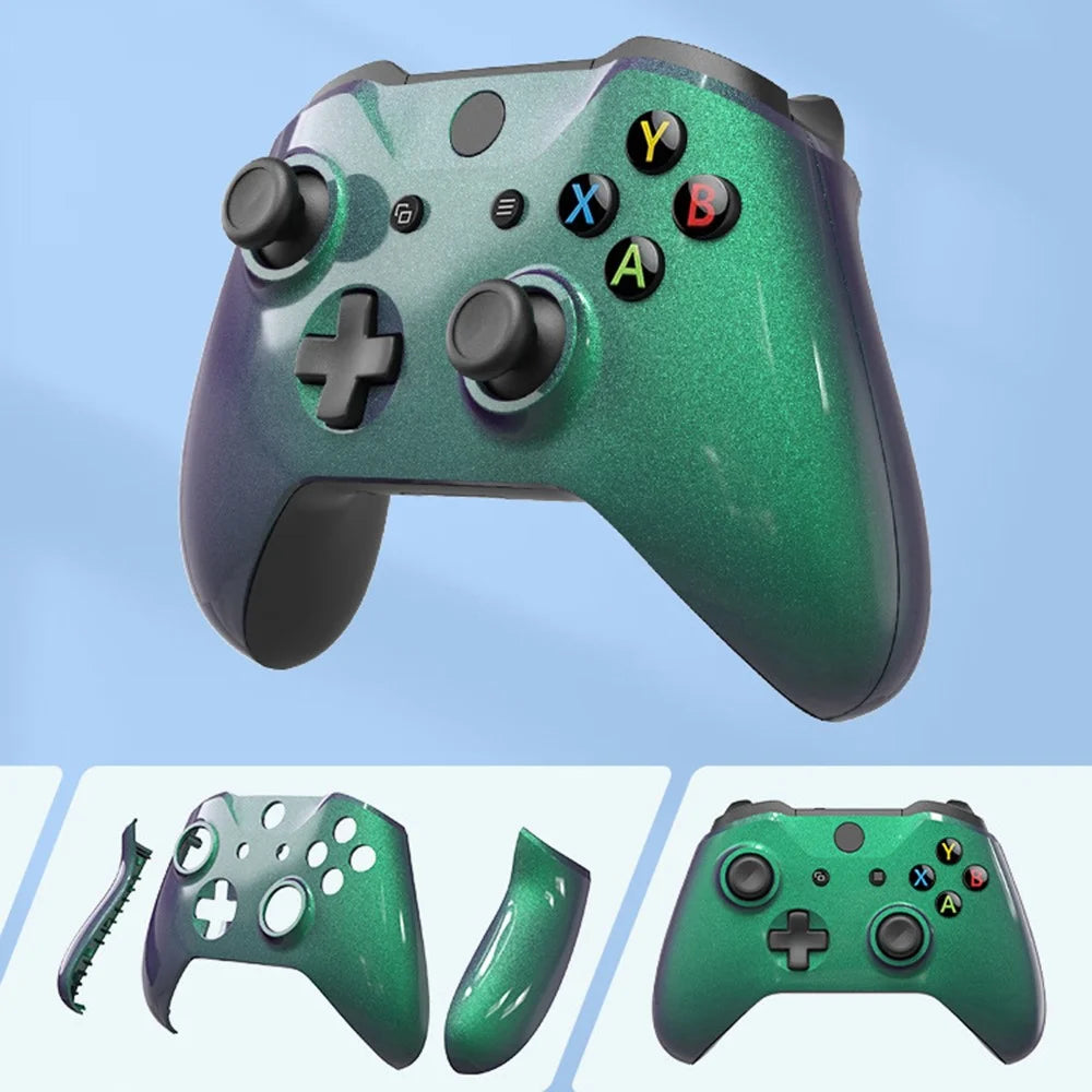 DATA FROG For Xbox One S / X Game Controller ABS Case DIY Modification Cover - Purple+Green - 2