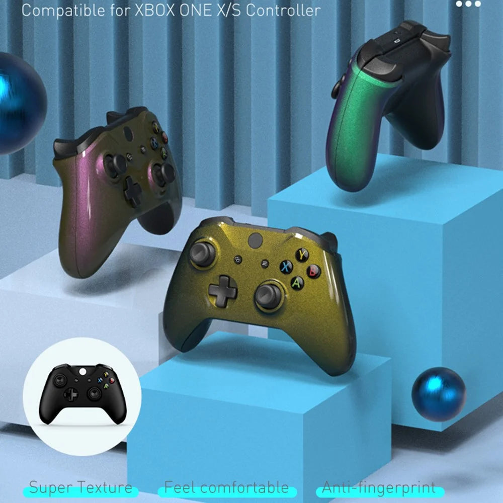 DATA FROG For Xbox One S / X Game Controller ABS Case DIY Modification Cover - Purple+Green - 3