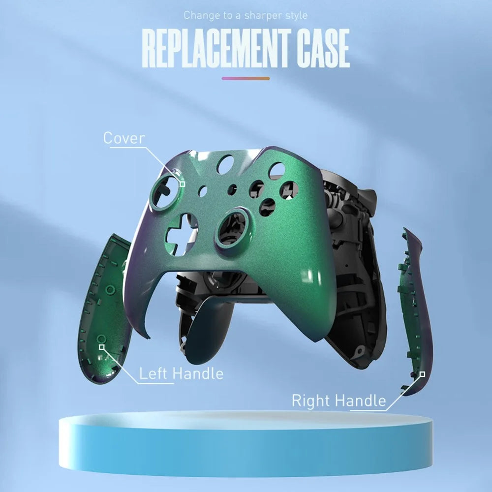 DATA FROG For Xbox One S / X Game Controller ABS Case DIY Modification Cover - Purple+Green - 4