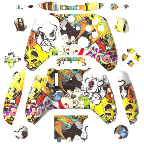 DATA FROG For Xbox One S Game Controller ABS Shell Graffiti Pattern Replacement Gamepad Case - 1