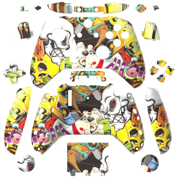 DATA FROG For Xbox One S Game Controller ABS Shell Graffiti Pattern Replacement Gamepad Case - 1