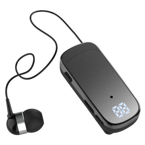 K65 Incoming Call Vibration Digital Display Retractable Lavalier Bluetooth-compatible Earphones - Black - 1