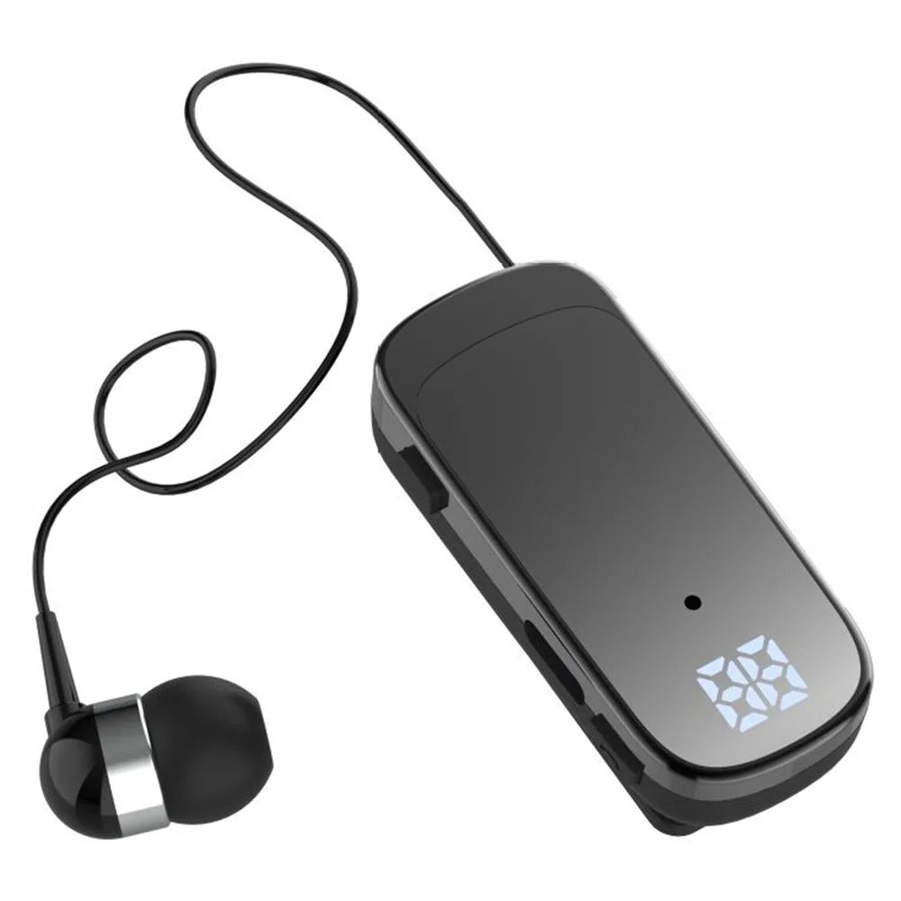 K65 Incoming Call Vibration Digital Display Retractable Lavalier Bluetooth-compatible Earphones - Black - 1