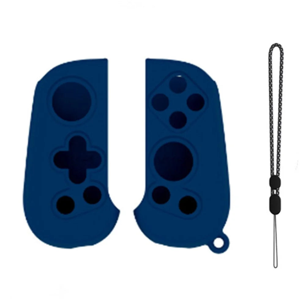 1 Pair Silicone Grip Case Cover for Backbone One Controller Protective Sleeve with Hand Strap - Blue - 1