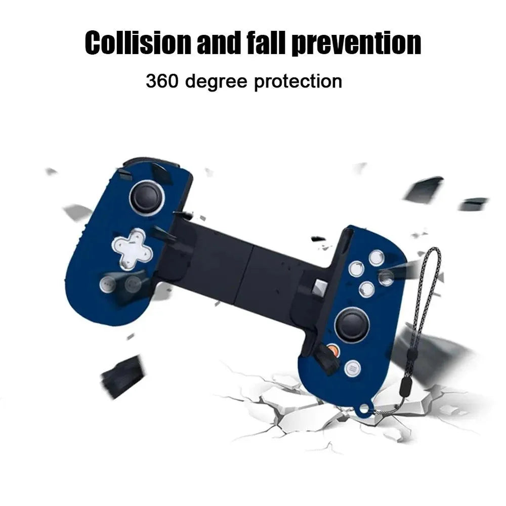1 Pair Silicone Grip Case Cover for Backbone One Controller Protective Sleeve with Hand Strap - Blue - 2