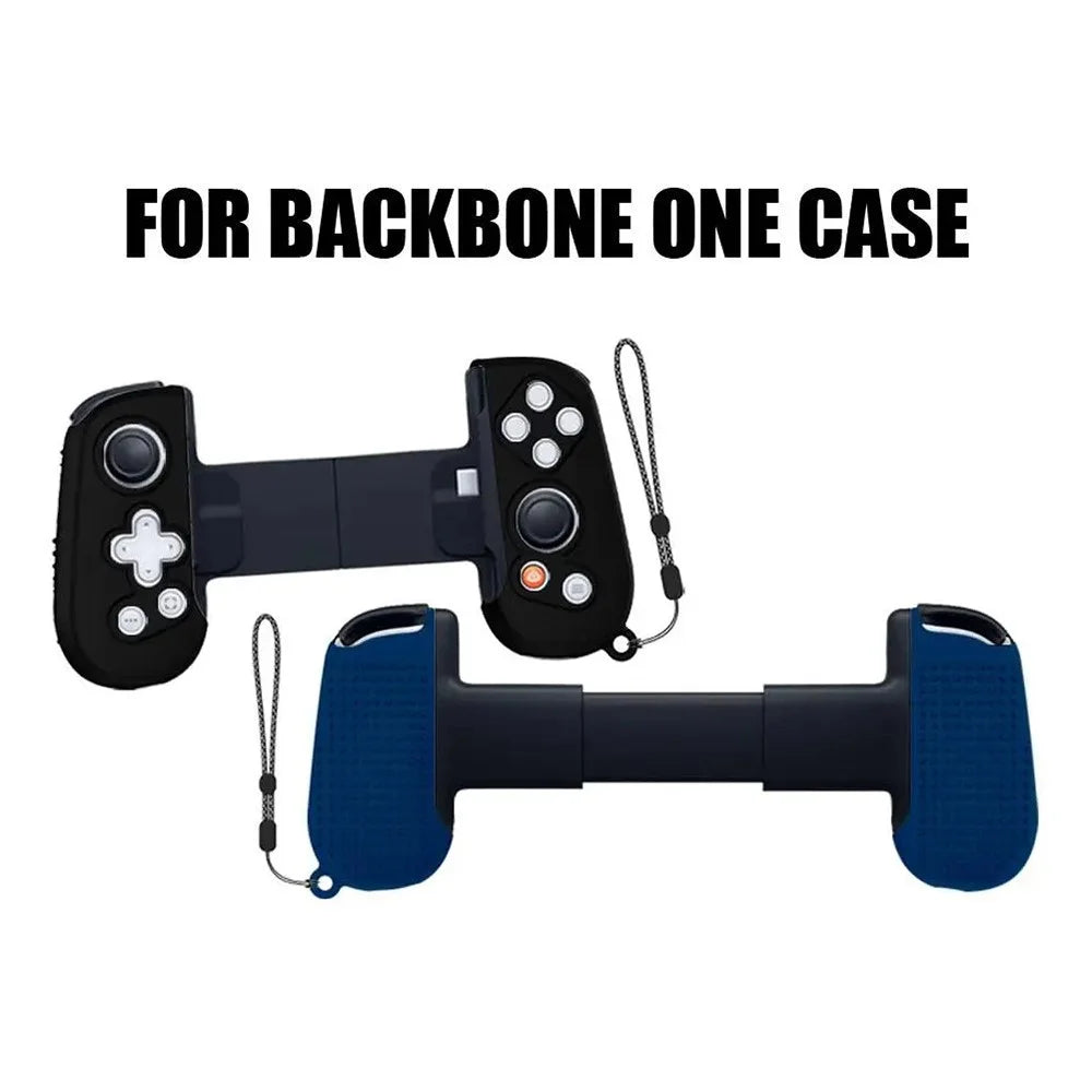1 Pair Silicone Grip Case Cover for Backbone One Controller Protective Sleeve with Hand Strap - Blue - 3