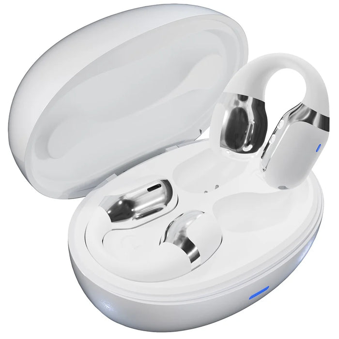 F16 Ear Clip Bluetooth-compatible Air Conduction Earphone Wireless Sports Stereo Music Headset - White - 1