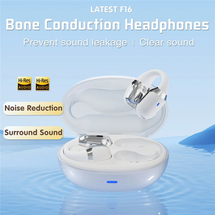 F16 Ear Clip Bluetooth-compatible Air Conduction Earphone Wireless Sports Stereo Music Headset - White - 3