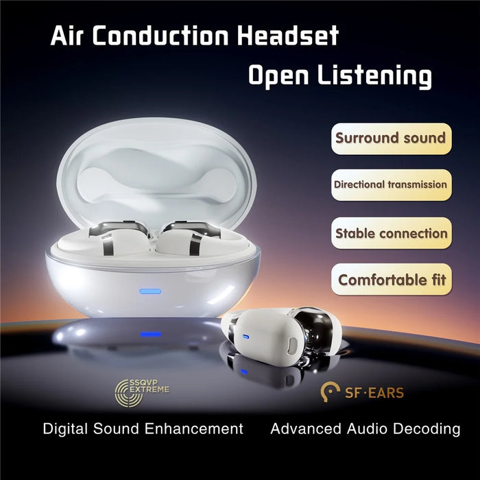F16 Ear Clip Bluetooth-compatible Air Conduction Earphone Wireless Sports Stereo Music Headset - White - 4