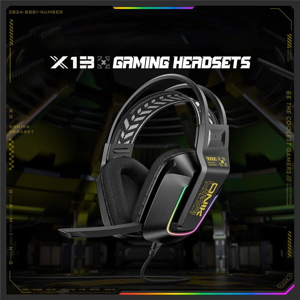 ONIKUMA X13 3.5mm+USB Wired Over-Ear Headphone E-Sports Gaming Headset with RGB Light - 3
