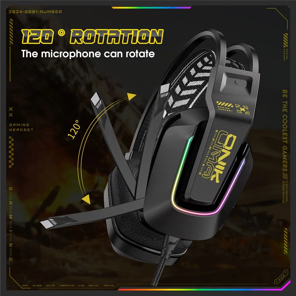 ONIKUMA X13 3.5mm+USB Wired Over-Ear Headphone E-Sports Gaming Headset with RGB Light - 5