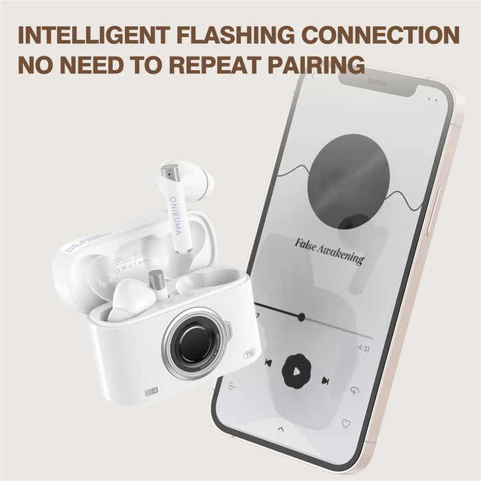 ONIKUMA T18 TWS Bluetooth-compatible Earphone Noise Cancelling Low Latency Gaming Music Headset - White - 4
