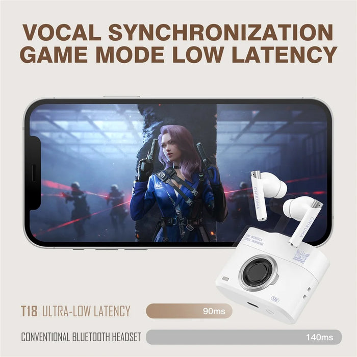 ONIKUMA T18 TWS Bluetooth-compatible Earphone Noise Cancelling Low Latency Gaming Music Headset - White - 6