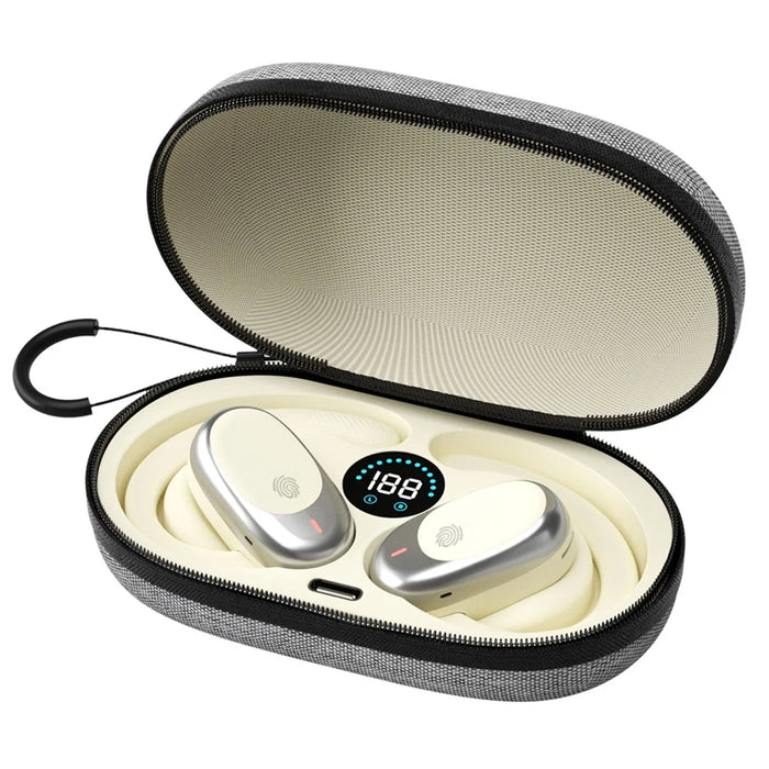 QH-006 OWS Bluetooth-compatible Earphone Rotatable Ear Hook Sports Headset with Nylon Hard Shell Charging Case - Nude - 1