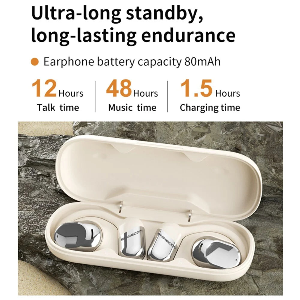 QH-010 OWS Bluetooth-compatible Headset  Ear Hook Wireless Headphone Noise Reduction Earphone - Silver - 6