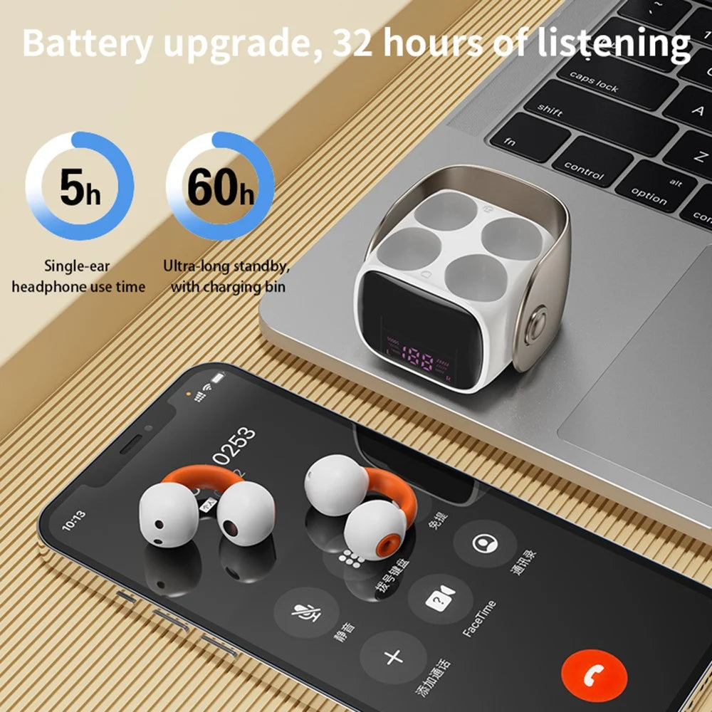 QH51 Ear Clip Bluetooth-compatible Earphone Wireless Sports Running Stereo Music Headset - Black - 3