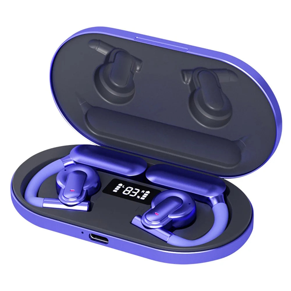 QH-009 OWS Ear Hook Bluetooth-compatible Headset Bone Conduction Wireless Headphone Waterproof Earphone - Purple - 1