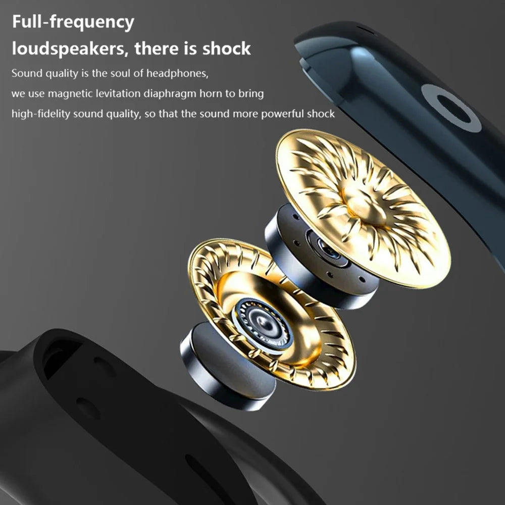 SHINECON QH-004 HiFi Sound Bluetooth-compatible 5.1 Earphones Noise Reduction OWS Open Ear Sports Headphones - Blue - 5