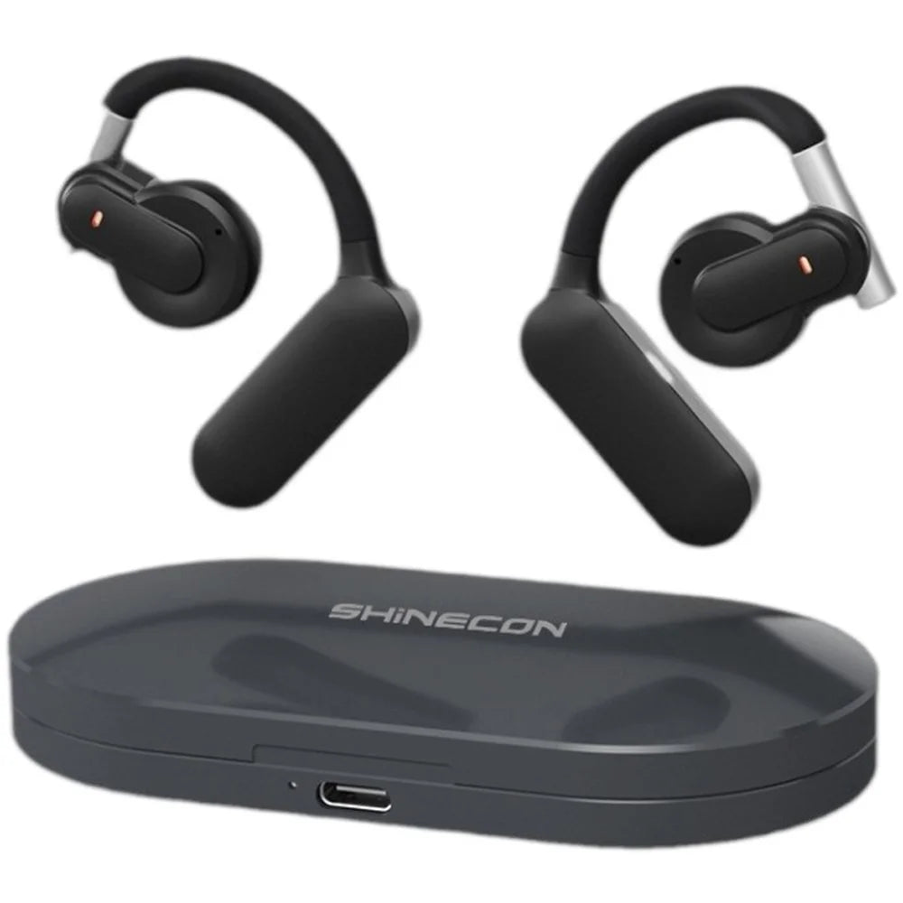 QH-008 Ear Hook Bluetooth-compatible Headset ENC Wireless Headphone Waterproof Earphone - Dark Grey - 1