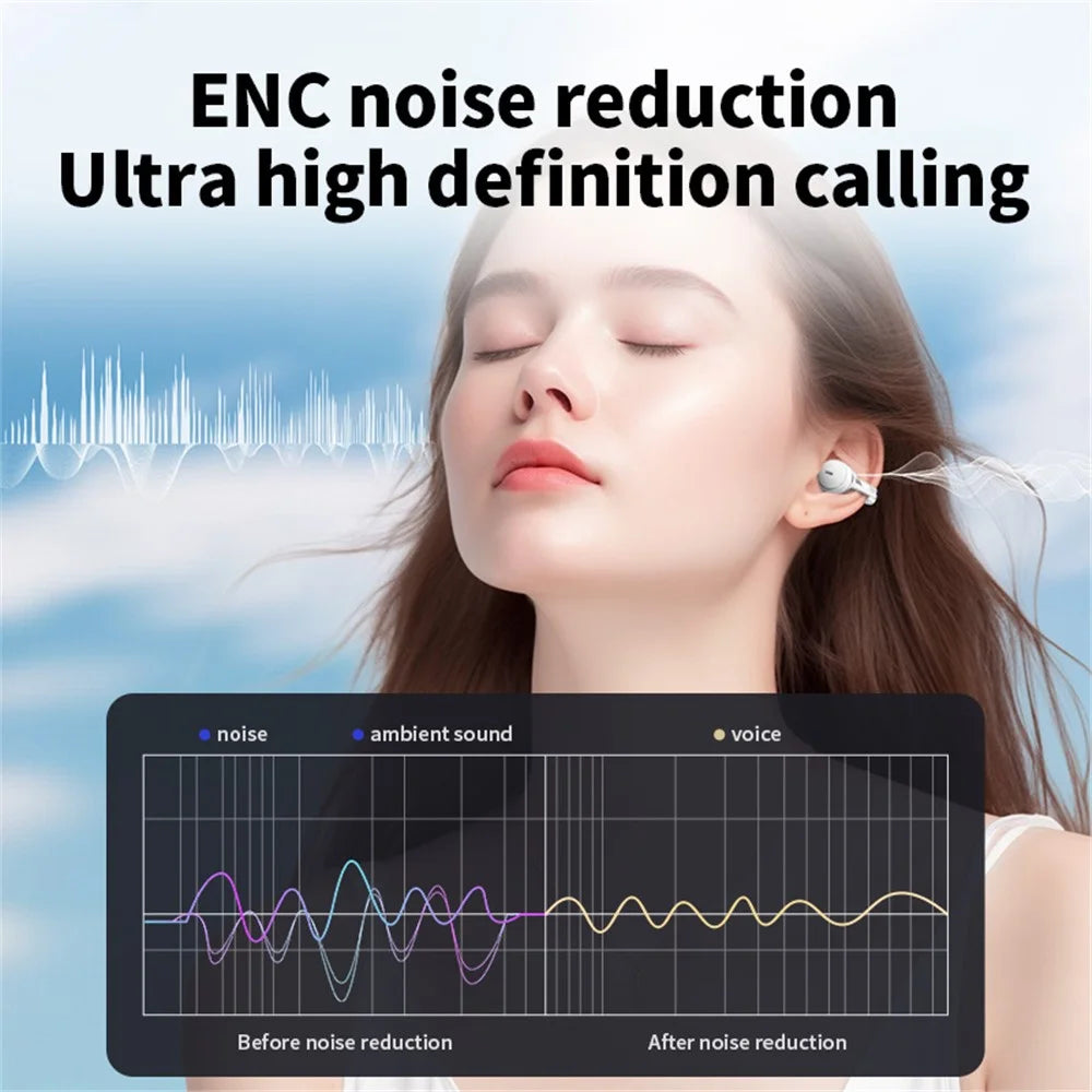 S39 ENC Noise Reduction Clip-On Bluetooth-compatible Earbuds Non-In-Ear Sports Wireless Earphones - Black - 7