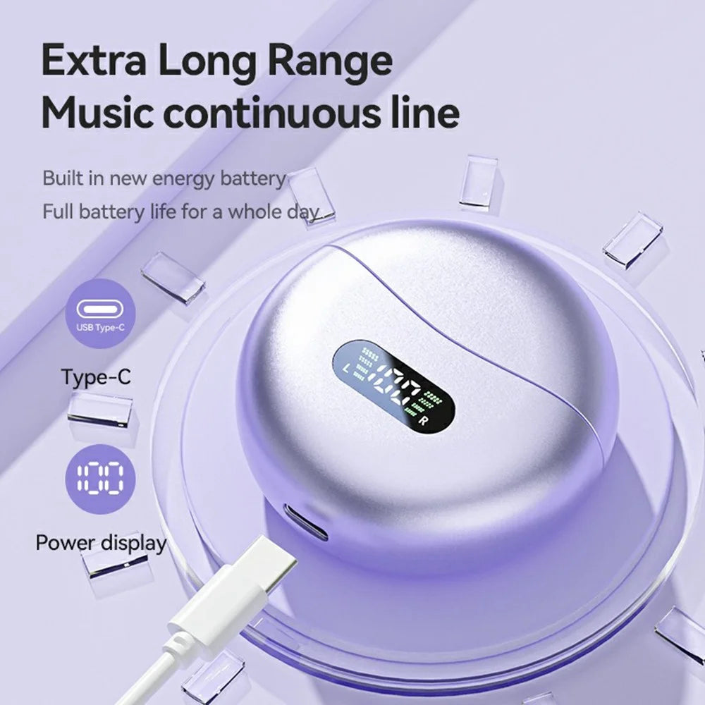 M79 Ear Clip Earbuds Wireless Bluetooth-compatible Headphones Noise Reduction Earphones - Purple - 2