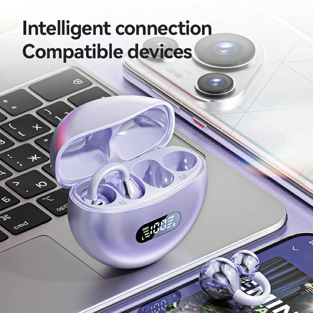 M79 Ear Clip Earbuds Wireless Bluetooth-compatible Headphones Noise Reduction Earphones - Purple - 6