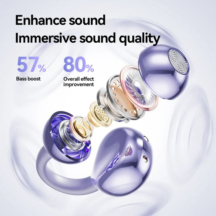 M91 Ear Clip Earbuds Wireless Bluetooth-compatible Noise Reduction Music Game Earphones - Purple - 2