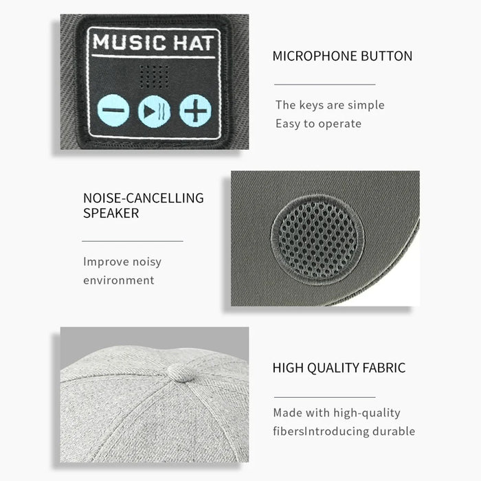 YX2 Hat Wireless Bluetooth-compatible Earphone Music Speaker Smart Cap - Black - 7