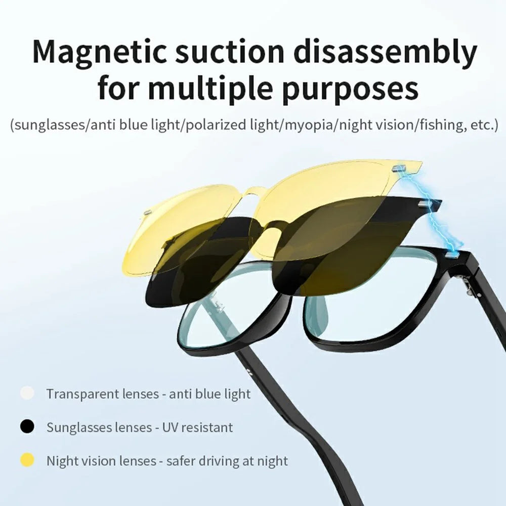 G05-T3 Bluetooth-compatible Smart Sunglasses Earphone with Anti-Blue-Ray Lens+Magnetic Lens+Night Vision Lens (CE Certified) - 5