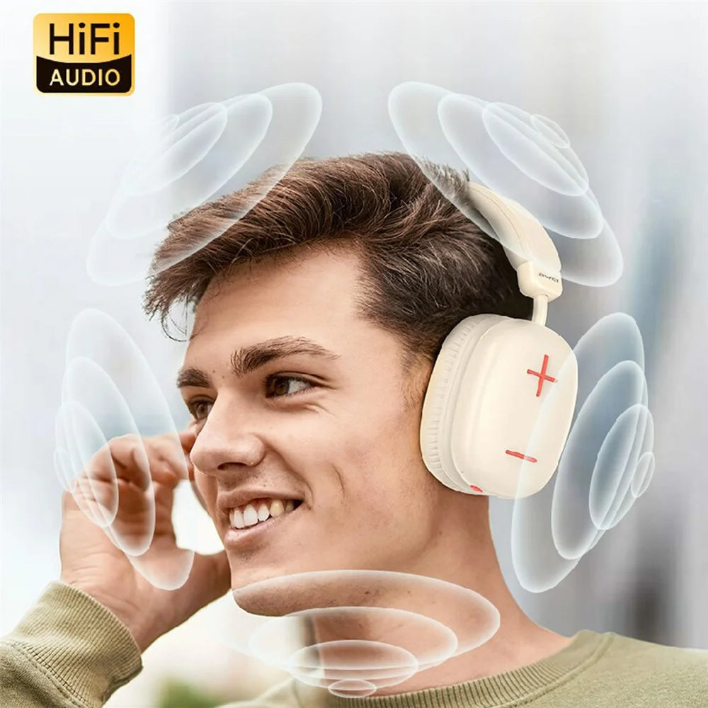 AWEI AT6 Wireless Bluetooth-compatible Gaming Headset 3.5mm AUX Wired Earphone Headphone - Black - 3