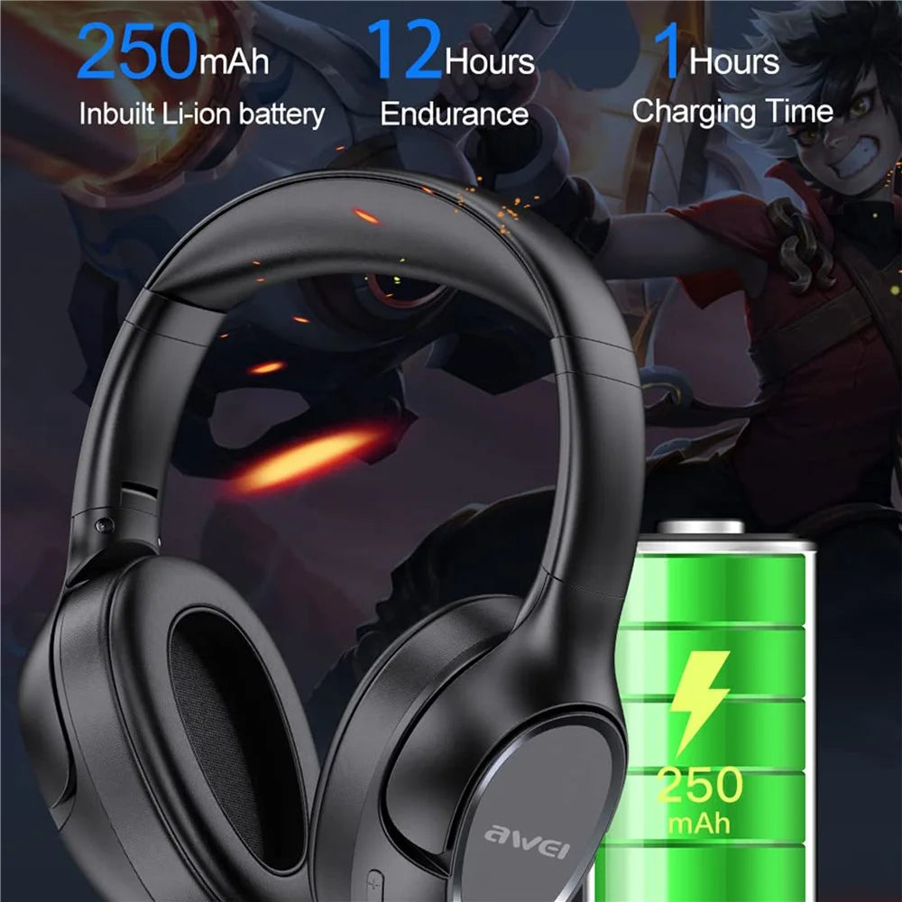 AWEI A770BL Stereo Sound Wireless Bluetooth-compatible Gaming Headset 3.5mm AUX Wired Earphone Headphone - 3