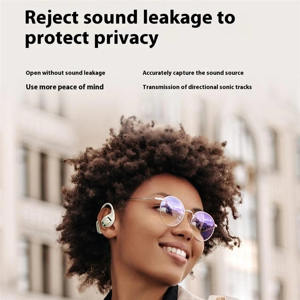 AWEI TZ12 Air Conduction Bluetooth-compatible Headset OWS Ear Hook Wireless Headphone Waterproof Earphone - Beige - 6