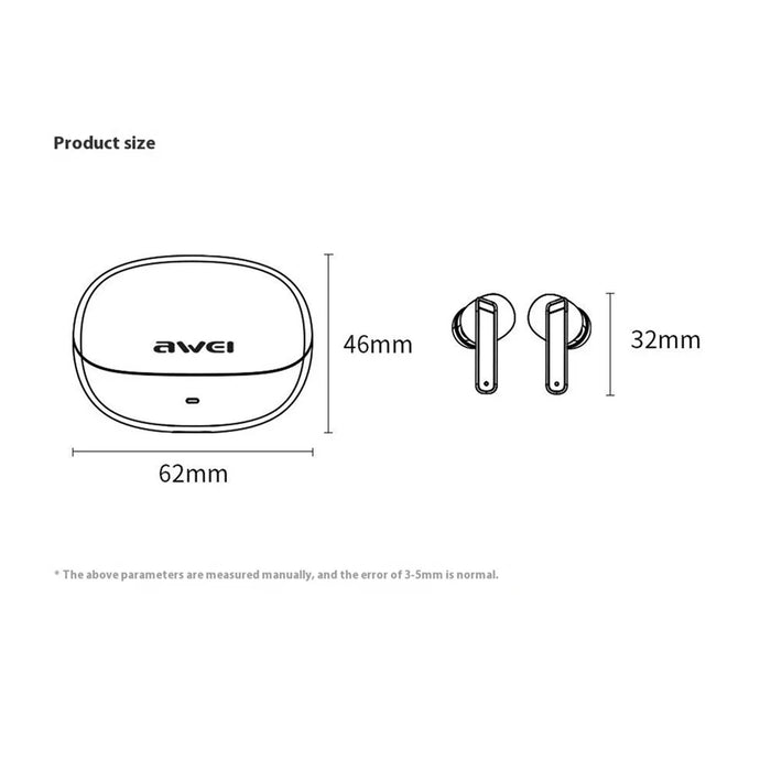 AWEI T88 Noise Reduction Bluetooth-compatible Headset TWS Wireless Headphone Waterproof Earphone - Black - 7