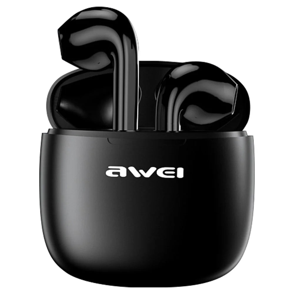 AWEI T26 Pro TWS Bluetooth-compatible Headset Wireless Semi-In-Ear Headphone Noise Reduction Earphone - Black - 1